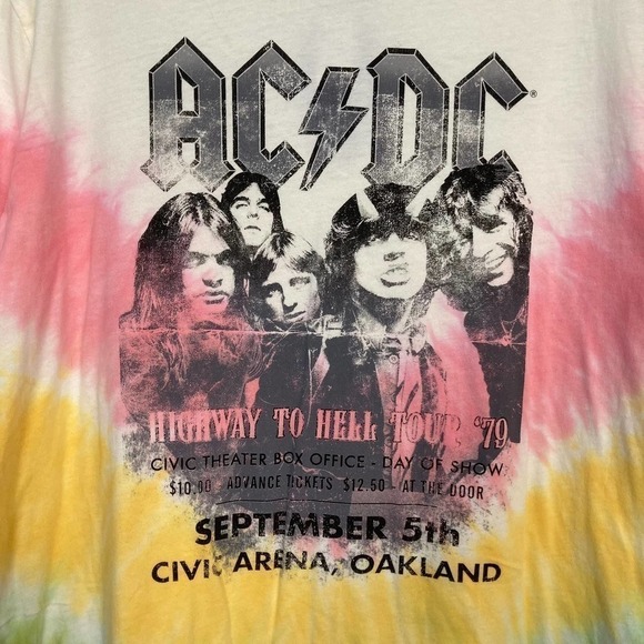 AC/CD Highway to Hell Tour '79 Reprint Tie Dye Wash Graphic Tee Size M Unisex - Picture 6 of 10